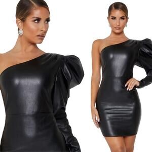 Meshki One-Shoulder Black Mini Dress